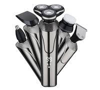 Longcang mold Rasoio elettrico da uomo, rasoio 4 in 1, bagnato e asciutto, con regolabarba, testina rotante, rasoio per uomo, tagliacapelli, trimmer naso, spazzola per viso, display a LED