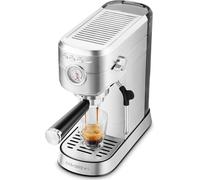 LONGCAO Macchina da Espresso con Schiumatore Latte 20 Bar, caffè Crema Ricco per Cappuccino e Latte Macchiato, Serbatoio Acqua Rimovibile 1L con PID e Termoblocco, Idea, A-Silver