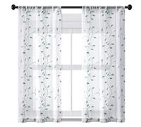 LONGCAO Tenda Doppio Velo Tende 75 x 110 cm Tende Camera da Letto Trasparente con Effetto Lino Curtains Soggiorno Cameretta Bambini per Camera da Letto, Soggiorno, Finestra, Blu
