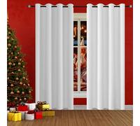 LONGCAO Tende Camera da Letto Moderna 210 x 160 cm Termiche Isolanti, Anti-Rumore, con Anelli, Tenda Moderna Curtains Oscurante Ad Anelli per Camera da Letto, Salotto O Soggiorno, Bianco