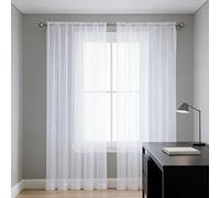 LONGCAO Tende Trasparenti 40 x 200 cm Set di 2 Pannelli in Voile Morbido, 100% Poliestere, Traslucido Eleganti Tende Trasparenti per Camera da Letto, Soggiorno e Finestra, Bianco