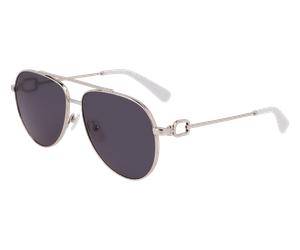 LONGCHAMP Donna LONGCHAMP LO178S 044 Occhiali da sole Metallo Argento Pilot Normale