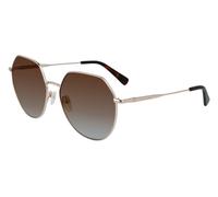 LONGCHAMP Unisex LO154S 773 Occhiali da sole Metallo Oro Marrone Rotonda Sfumato