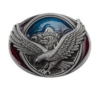 Longcreek Fibbia della cintura dell'aquila per gli uomini, fibbia della cintura dell'aquila calva americana, fibbia della cintura ovale dell'aquila vichinga norrena, fibbia della cintura del cowboy