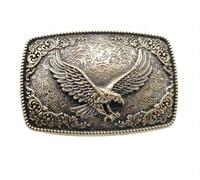Longcreek Fibbia della cintura dell'aquila per gli uomini, fibbia della cintura dell'aquila calva americana patriottica, fibbia della cintura rettangolare dell'aquila della croce della stella (Oro)