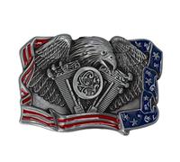 Longcreek Fibbia della cintura dell'aquila per gli uomini, fibbia della cintura dell'aquila calva americana, fibbia della cintura della testa dell'aquila vichinga norrena (D'ARGENTO)