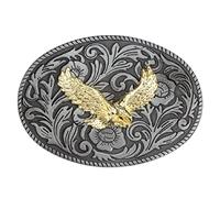 Longcreek Fibbia per cintura Aquila per uomo, Fibbia per cintura Aquila fiore floreale, Fibbia per cintura falco vintage, Fibbia per cintura ovale in filigrana con aquila svettante (Bronzo)
