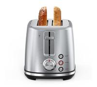 LONGDEEM Toaster 2 Fette, Fessura Extra Larga 1,5" in Acciaio Inox con Leva Alzata, 6 Livelli, Ricuocere/Scialle, Scodella per Grani Rimuovibile, Ricavo per Cavo sotto Base, Argento