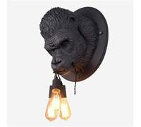 LONGDUOU Applique da parete moderna creativa a 3 luci in resina a forma di scimmia gorilla, lampada da parete nordica grigia/bianca a forma di animale for l'arredamento della casa, for camera da letto