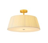 LONGDUOU Lampada da soffitto semi-incasso gialla in stile nordico con paralume in tessuto plissettato, lampada da soffitto con telaio in ferro dorato antiruggine, illuminazione for balcone, soggiorno,