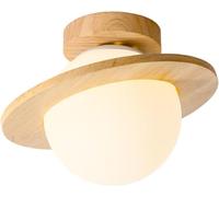 LONGDUOU Piccola lampada da soffitto creativa nordica in legno massello, lampadari semi-incorporati con sorgente luminosa E26, plafoniera in vetro for corridoio e foyer, for scale da ufficio for camer