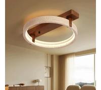LONGDUOU Wabi Sabi Lampada da soffitto con montaggio a incasso, Plafoniera a LED in travertino giallo da 40 W, Lampadari moderni retrò in legno massello a forma di anello Plafoniera in pietra di caver
