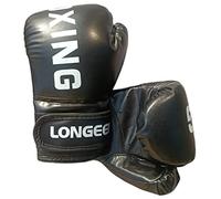 Longeek Guantoni da boxe bambini 4, 6oz Professionale Combattimento Allenamento Sacco Kick boxing Muay thai età da 3 a 15 Anni (black-boxing-6oz)
