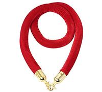 Longer and Thicker Crowd Control Rope Barrier with Plated Hooks,Stanchion Queue Velvet Ropes,Red/Black/Blue(Red,250cm(98.4inch))
