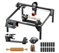 LONGER Incisore Laser 5W con Kit di Assistenza Aria, Macchina CNC per Incisione e Taglio Laser Fai-da-te su Legno, Metallo e Vetro, Area di Lavoro 400 × 400 mm, con Rullo Rotante 3 in 1