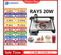 Più lungo RAY5 20W incisore Laser Touch Screen Chipset a 32 bit WIFI 0.08*0.1mm Laser Spot incisione macchina da taglio Area 375*375mm LONGER RAY5 20W