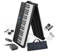 Longeye Tastiera pieghevole per pianoforte digitale portatile a 88 tasti, ultra suono, tastiera elettrica semi-ponderata per principianti e professionisti con cuffie, adesivi e custodia per il
