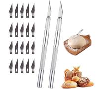 LONGHAO 2+20 pcs Taglierino per Pane,Coltello Bread Lame,Taglierino Pane Set,Lama pane,Strumento di Taglio per Pane,Con 20 Lame,Utilizzato per la Cottura e l'intaglio dei Modelli di Pane Crudo (#3)