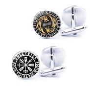 LONGHAO 2 Paia, Gemelli In Stile Vichingo, Gemelli Da Uomo Con Motivo Di Rune Vichinghe, Gemelli Vichinghi Nordici, Gemelli Da Camicia Retro Classici, Per Marito Amici Padre (#1)