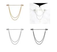 LONGHAO 3 Pcs Fermacravatta A Clip Per Camicia,Clip Del Colletto Della Camicia,Spill Per Cravatta Da Uomo,Con Catenina,Accessori Per Abiti Da Uomo,Per Anniversario Di Matrimonio Affari Vita (#2)