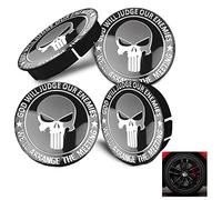 LONGHAO 4 Pcs Coprimozzi Coprimozzo Ruota Tappo,Coprimozzi Teschio,Coprimozzo Craneo Auto Universale,Diametro 60mm,Punisher Skull Teschio,Per Copri Mozzo,Copri Centro