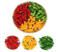LONGHAO 48 pcs Peperoncino Artificiale,Realistico Peperoncino,Peperoncino Falso Realistico,Artificiale Peperoncino,Verdure Finte Realistiche,Simulazione Pepper,Verdura Decorazione,per Decorazione