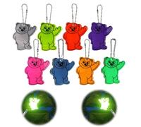 LONGHAO 8 PCS Pendente Riflettente Dell'orso,Ciondolo Riflettore di Sicurezza,Ciondolo Riflettente per Bambini,Riflettori di Sicurezza Orso,Ciondolo Riflettente di Sicurezza,per Borsa (8 Colore 2)