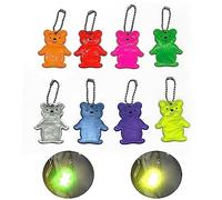 LONGHAO 8 PCS Pendente Riflettente Dell'orso,Ciondolo Riflettore di Sicurezza,Ciondolo Riflettente per Bambini,Riflettori di Sicurezza Orso,Ciondolo Riflettente di Sicurezza,per Borsa della Scuola