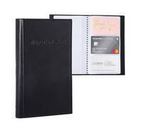 LongHoneySong Porta biglietti da visita, portafoglio per biglietti da visita, in pelle PU, per uomini e donne, può contenere 240 biglietti da visita e libri (nero), Nero , 240 page, Classico