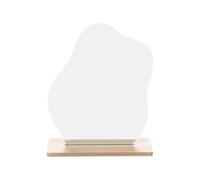 LongHoneySong Specchio da trucco in acrilico, irregolare, senza cornice, estetico, specchio da tavolo con base in legno, piccolo per Aesthetic Stuff Clean Girl