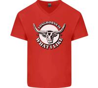 Longhorns È Ciò Che Mi Piace Maglietta In Cotone A V-Collo Per Uomo