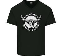 Longhorns È Ciò Che Mi Piace Maglietta In Cotone A V-Collo Per Uomo