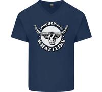 Longhorns È Ciò Che Mi Piace Maglietta In Cotone A V-Collo Per Uomo