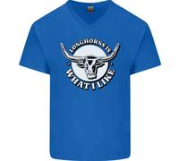 Longhorns È Ciò Che Mi Piace Maglietta In Cotone A V-Collo Per Uomo