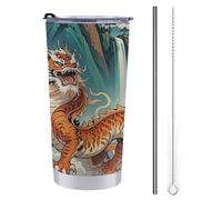 Longhu Mountain Waterfall, China Tumbler - Borraccia in acciaio inox da 590 ml, con manico, a prova di perdite, grande capacità, tazza da viaggio per auto, tazza da caffè isolata, regalo per donne e