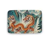 Longhu, Tappeto con cascata di montagna, grande tappeto in velluto di corallo con retro in gomma, antiscivolo, tappetino da bagno elegante, lavabile, per sala giochi, 40 x 60 cm