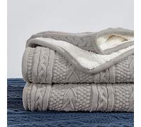 Longhui bedding Coperta in pile Sherpa, coperta in pile acrilico, spessa, morbida, grande, confortevole, per divano, letto per tutte le stagioni, 127 x 160 cm, grigio chiaro