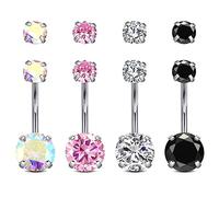 Longita 14G Piercing ombligo 12mm Rod Length Cz Mujeres Hombres Navel Piercing Cz Piercing Navel Joyería Barbell