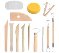 Longivia® 13 Strumenti per Modellare Argilla Professionali in Legno di Faggio, Sculpture Tools Set, Attrezzi per Modellazione di Das e Ceramica, Stecche di Legno e Mirette per Argilla - Kit Utensili