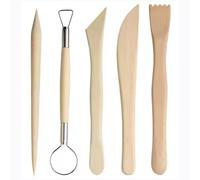 Longivia® 5 Strumenti per Modellare Argilla Professionali in Legno di Faggio, Sculpture Tools Set, Attrezzi per Modellazione di Das e Ceramica, Stecche di Legno e Mirette per Argilla - Kit 5 Utensili