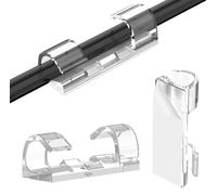 Longivia 50 pezzi Fermacavi Adesivi Trasparenti dimensione medio/grande- Passacavi Adesivo ultra resistente - Fissa Blocca e Organizza Cavi Scrivania e Muro - Cable Clip Smart - Ferma Cavi Elettrici