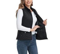 LONGKING Gilet da donna con una tasca interna, con colletto alla coreana, leggero, trapuntato, con cerniera, nero, XX-Large