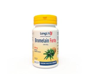 LongLife® Bromelain Forte | Alto dosaggio 2400 GDU/g | Bromelina da gambo d'ananas | Drenante gambe e digestivo | Alto contenuto di enzimi | 30 compresse rivestite | Senza glutine e vegano