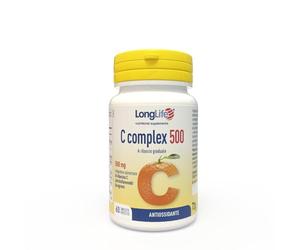 LongLife® C complex 500 | Vitamina C 500 mg a rilascio graduale | Con bioflavonoidi da agrumi e quercetina | Difese immunitarie | Fino a 2 mesi di trattamento | Vegano e senza glutine