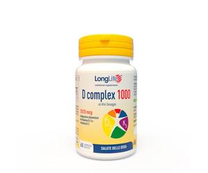 LongLife® D complex 1000 | Integratore vitamina D3 e vitamina K2 naturale | Alto dosaggio | Benessere delle ossa | Difese immunitarie | Fino a 2 mesi di trattamento | Senza glutine e doping free