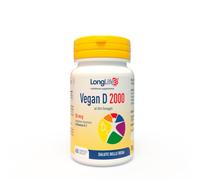 LongLife® Vegan D 2000 | Vitamina D2 da lieviti | Alto dosaggio 2000 U.I. | Benessere di ossa, denti e sistema immunitario | 2 mesi di trattamento | Vegano e senza glutine