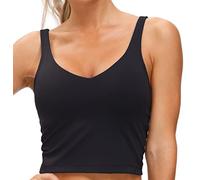 Longline Reggiseno sportivo da donna senza ferretto imbottito medio supporto yoga reggiseno palestra corsa allenamento canotta top - Nero - M