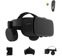 LONGLU Cuffie VR di realtà virtuale per iPhone e telefoni Android, occhiali 3D di realtà virtuale con auricolari wireless per film Imax e giocare con un telecomando (nero)