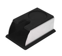 LONGONGAN Porta pressino per caffè con base in silicone, supporto in acciaio inox per strumenti da espresso, portapressino compatto antiscivolo per baristi casalinghi, 2 colori (Nera)