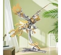 LONGPIN Fenice in metallo 3D, bicolore oro-argento, modello meccanico